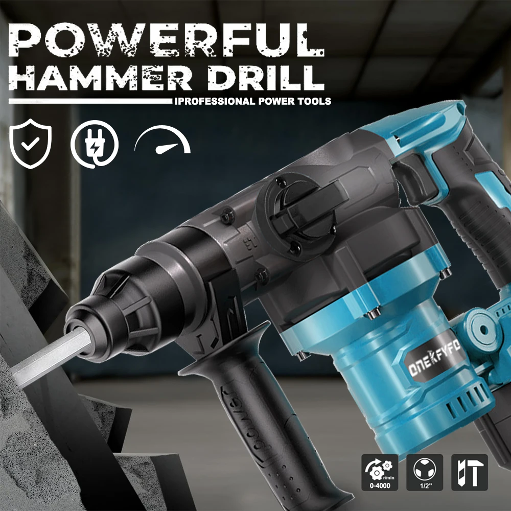 26MM Brushless Electric Heavy Duty Hammer Multifunctional Rotary Cordless Rechargeable Power Tools for Makita 18V Battery 2