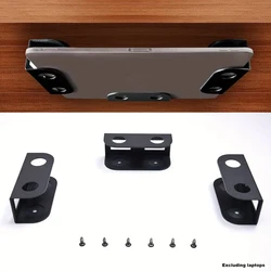 Sleek Metal Under-Desk Laptop Holder with Anti-Scratch Silicone Padding (Black)