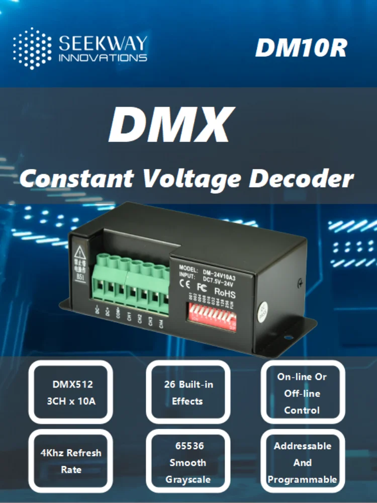 DMX 512 Decoder 3CH x 10A for RGB LED Tape Lights DC 12-24V,controller,Dimmer Driver,with RS485 Signal Conversion n467d01 dc 8 30v 1a 2a small modbus rtu linear geared motor driver forward reverse stop delay timer controller rs485 plc io