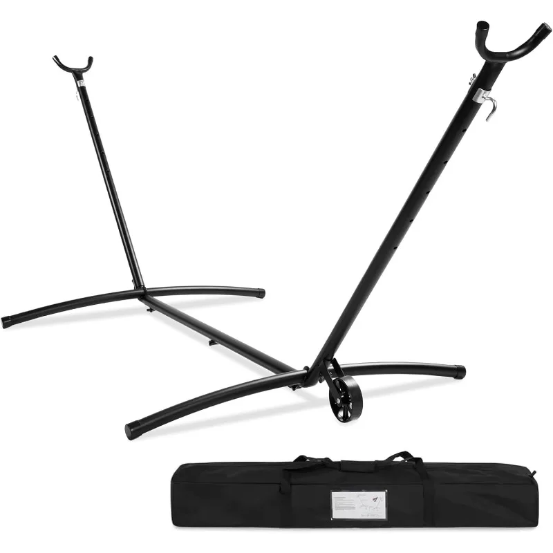 Best Choice Products Portable Heavy-Duty 9ft Steel Hammock Stand w/Built-in Wheel, Carrying Case, Weather-Resistant Finish