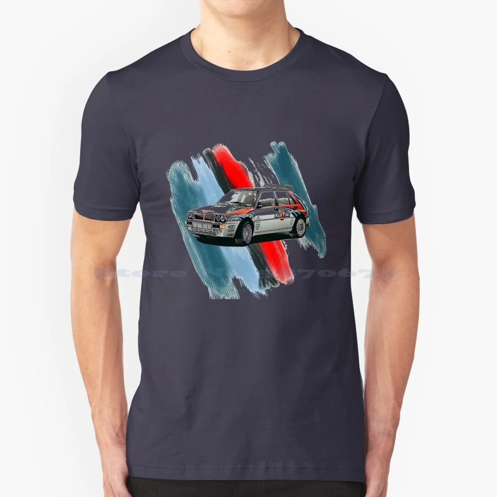 Lancia Delta Rally T Shirt 100% Cotone Tee Lancia Delta Rally Lancia Racing Wrc Cars Motorsport Race Vintage Italy Retro Alfa