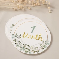 Newborn Photography Paper Leaf Milestone Spanish France English Shooting Props Baby 0 to 12 Months Accessories Baby Gifts Card 4