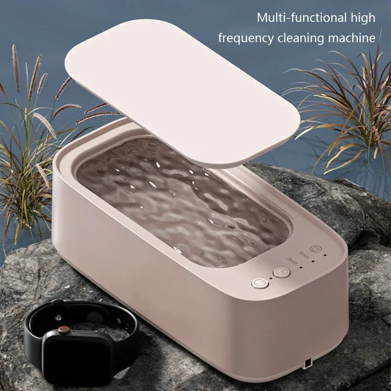 Portable Ultrasonic Cleaning Machine 45KHZ High Frequency Vibration Cleaner 360° Timing Washing for Jewelry/Eyeglass/Makeup Tool