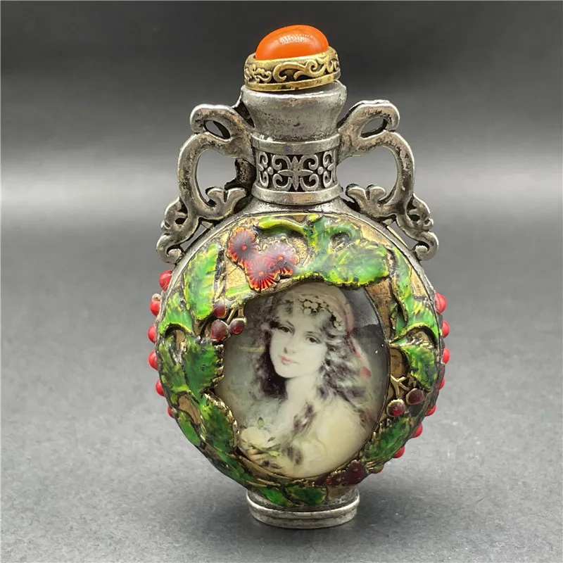 

Snuff Bottle Folk Characteristic Craft Pure Copper Antique Inner Painting Old Style Snuff Bottle Decoration Hot Sale