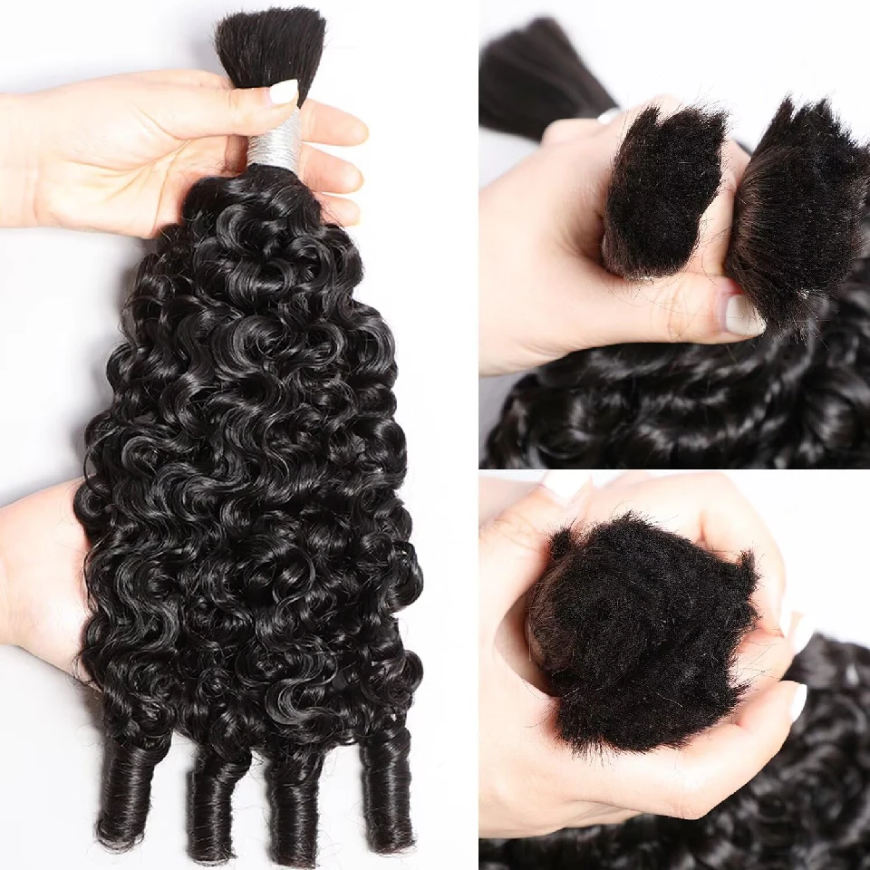 12A 100% Human Braiding Hair for Boho Braids Burmese Curly Spiral Curly Ends Bulk Bohemian Knotless Bundles No Weft Extensions 3