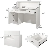 Reception Desk with LED Lights and Power Outlets, Retail Counter Reception Counter Table with Drawers, for Salon Lobby Checkout 2