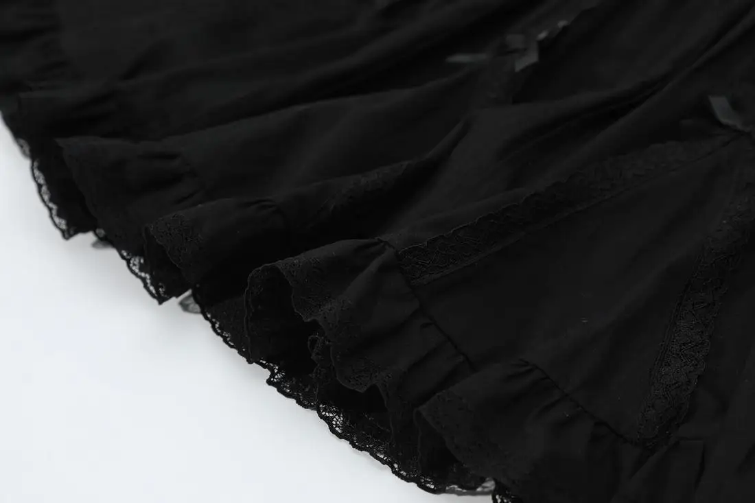 Kawaii Mini Skirt Lolita Lace Ruffles Patchwork Sweet Women Preppy Style Solid Korean Fashion Female High Waist Skirts