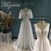 Mryarce 2022 Trending Detachable Statement Sleeves Plunging Neck Open Back Lace Wedding Dress Bridal Gowns 1