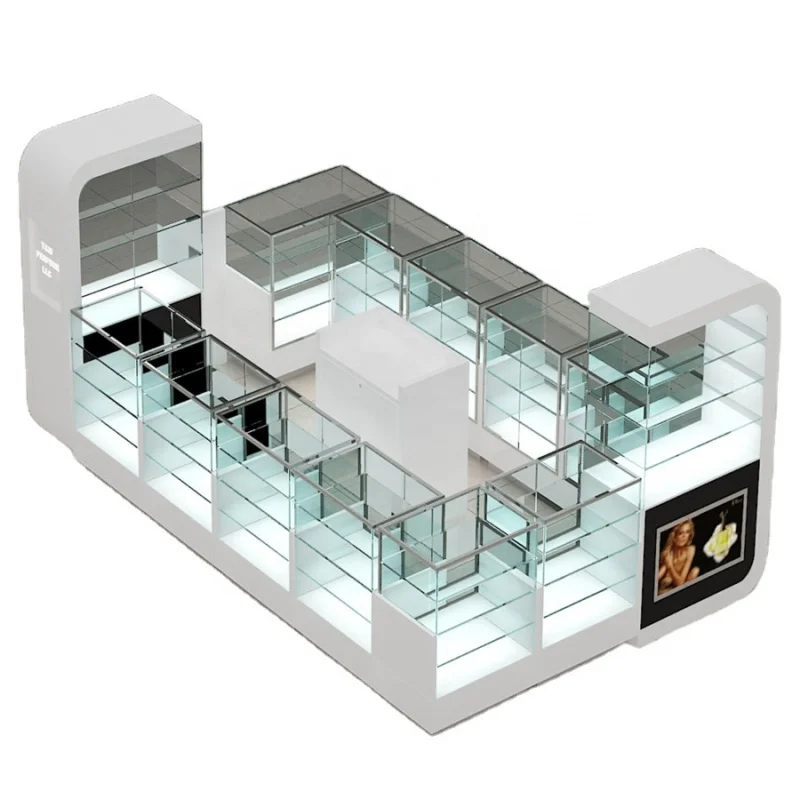

custom，Perfume display counter and cosmetic showcase kiosk