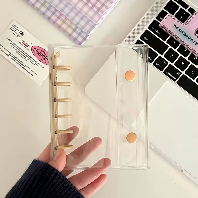 A7 Widening Double Button Transparent PVC Soft Cover Binder Cover Journal Sketchbook Accessories Diary Office Supplies - Image 22
