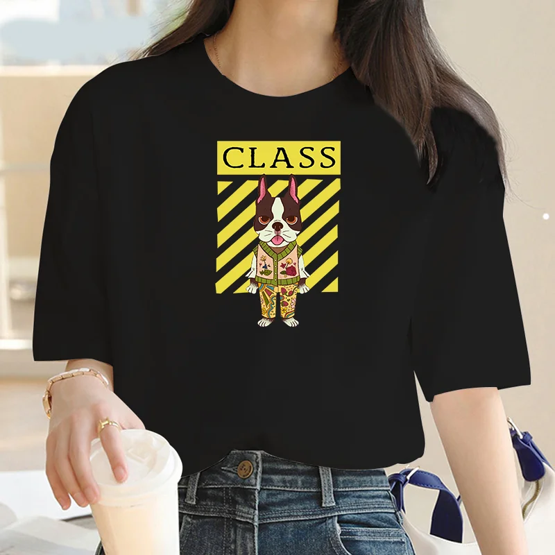 

Y2k Топ женская уличная одежда готический топ с принтом собаки винтажная женская уличная Повседневная футболка с коротким рукавом y2k одежда