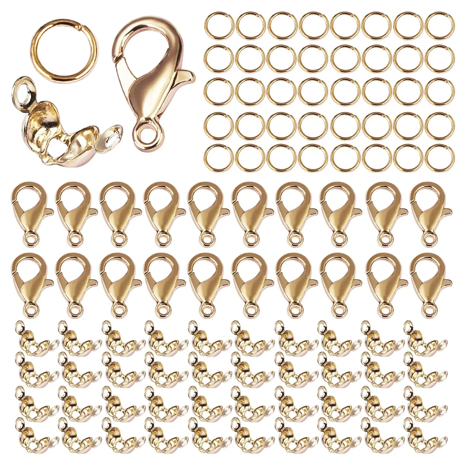 100 pezzi in lega di chiusura a moschettone anelli di salto connettore chiusura a crimpare set per bracciale collana catene gioielli fai da te che fanno fornure  36