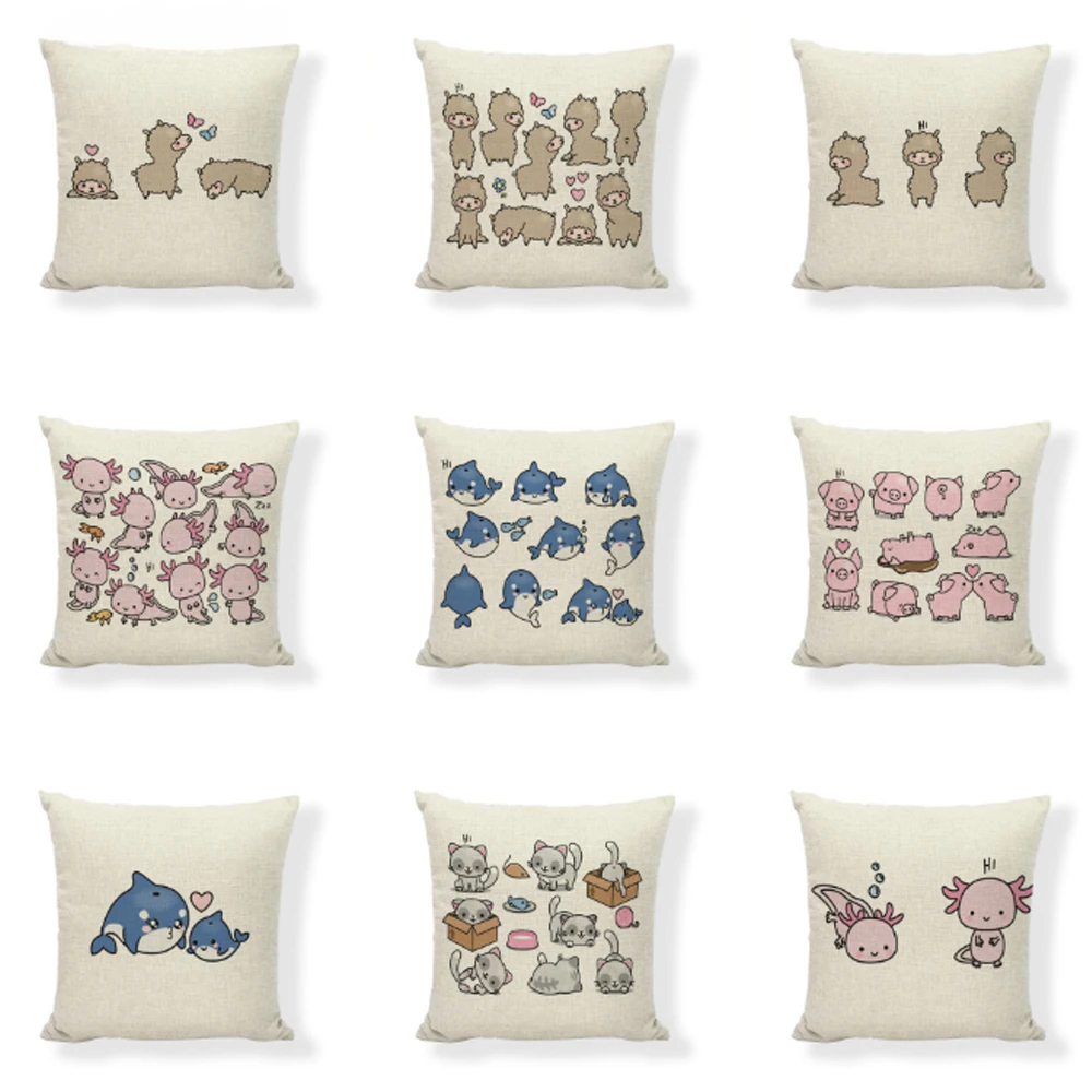 

Animal Bee Pig Fox Print Linen Cushion Cover Pillowcase Home Living Room Sofa Chair Decorative Pillow Cover 45X45CM