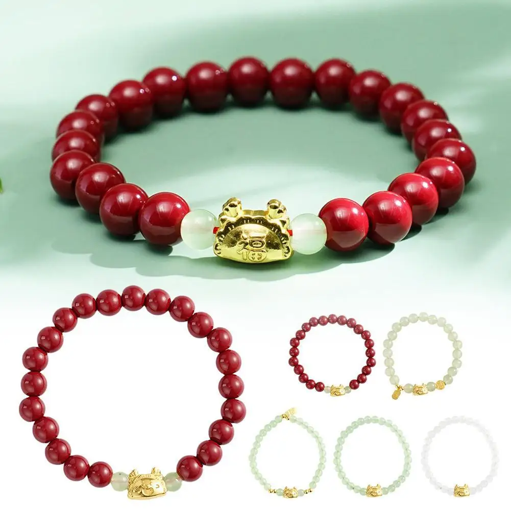 

2024 Dragon Year Beads Bracelet Chinese Style Lucky Handwoven Bracelet Christmas New Year Fashion Jewelry Gift For Women and Men