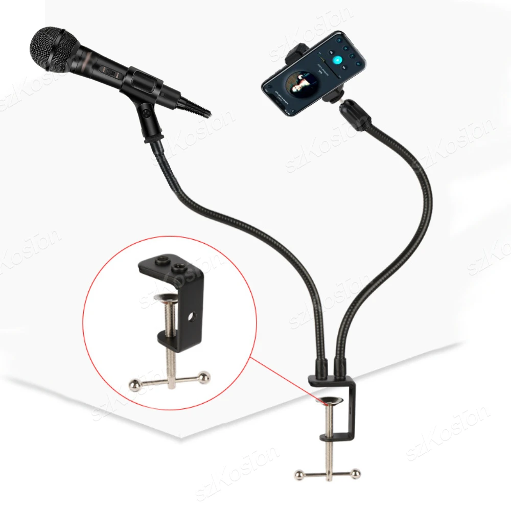 Desktop Mic Arm Stand Flexible Gooseneck Mic Stand Phone Holder Microphone Clip for Blue Snowball ice SM58 PGA48 Samson A6V K669