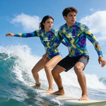 High Quality Lightweight Surf Rashguard Breathable Moisture Wicking Fabric Comfortable Stretch Suit for Men Women Sea Surfing 1