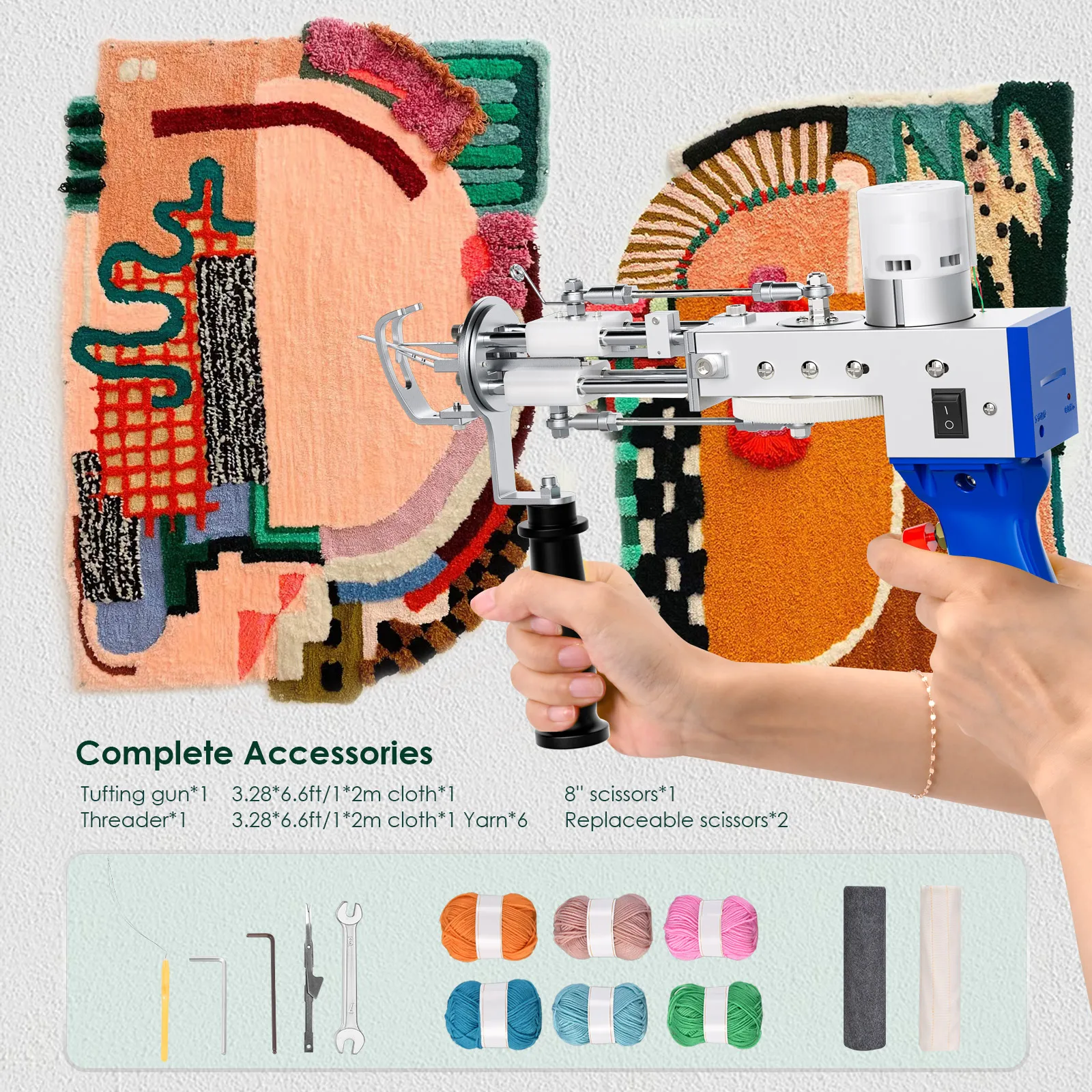 Rug Tufting Gun Starter Kit For Beginners - Includes Frame, Carpet Trimmer, Cloth & Shaver | Make Your Own Rugs & Wall Hangings