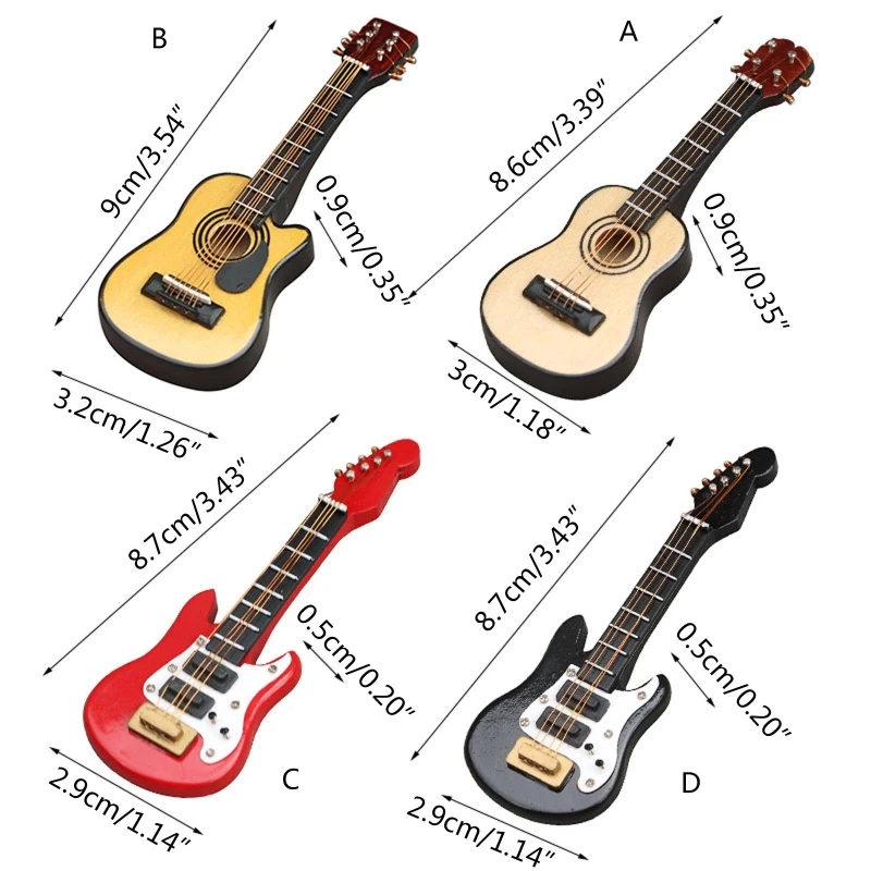 1:12 Miniature Guitar Mini Musical Instrument Dollhouse Furniture Model Decora 6