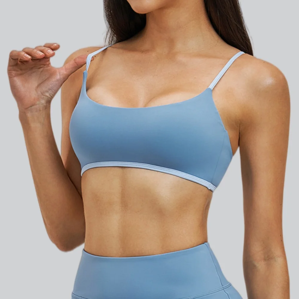 Women's False Two-Piece Sports Bra Women Color Blocking Yoga Bras Shockproof Breathable Push-up Fitness Running Sports Underwear_voghion.com