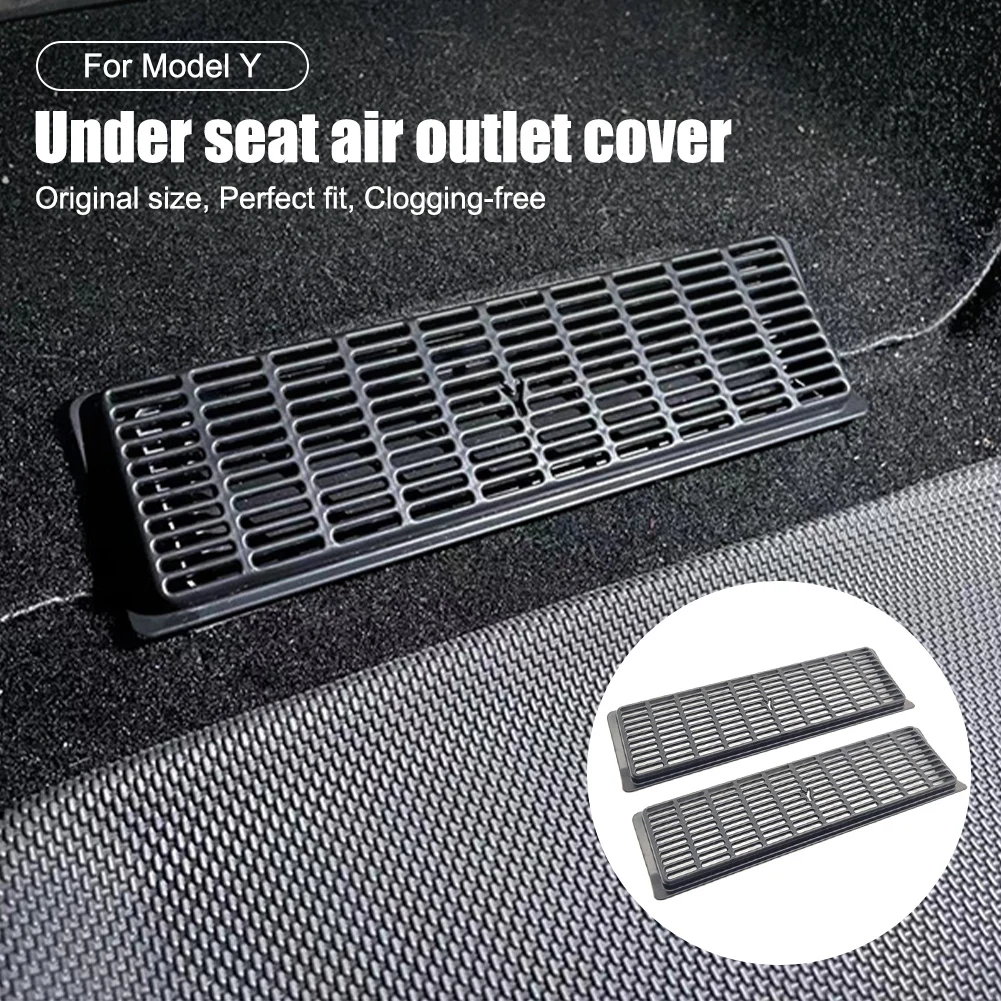 

2PCS Car Air Vent Cover Anti-Clogging Under Seat Air Outlet Protective Cover Plastic For Tesla Model 3 Model Y Accessories Black
