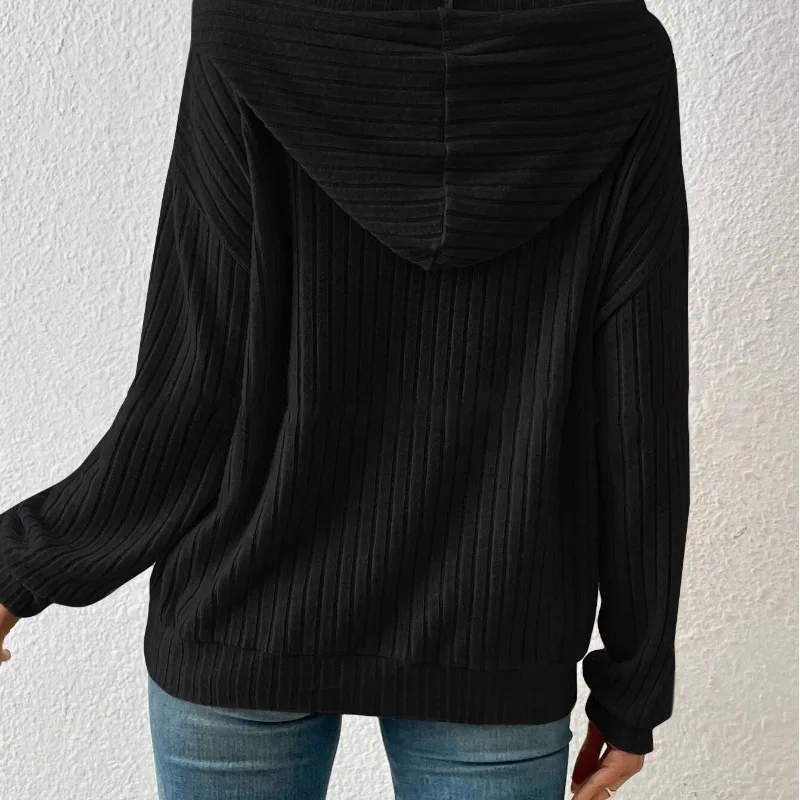 2023 Autumn New Popular Women's Clothing Long Sleeve Round Neck Sweater Hooded Kangaroo Pocket Casual Solid Polyester Tops