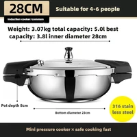 Outdoor Camping Pressure Cooker Portable 316 Stainless Steel Multifunctional Folding Pressure Cooker Short Small Pressure Cooker 2