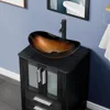 24" Black Bathroom Vanity with Tempered Glass Sink,Modern Bathroom Vanity Cabinet, Pop Up Drain Included,Mirror Not Included 4