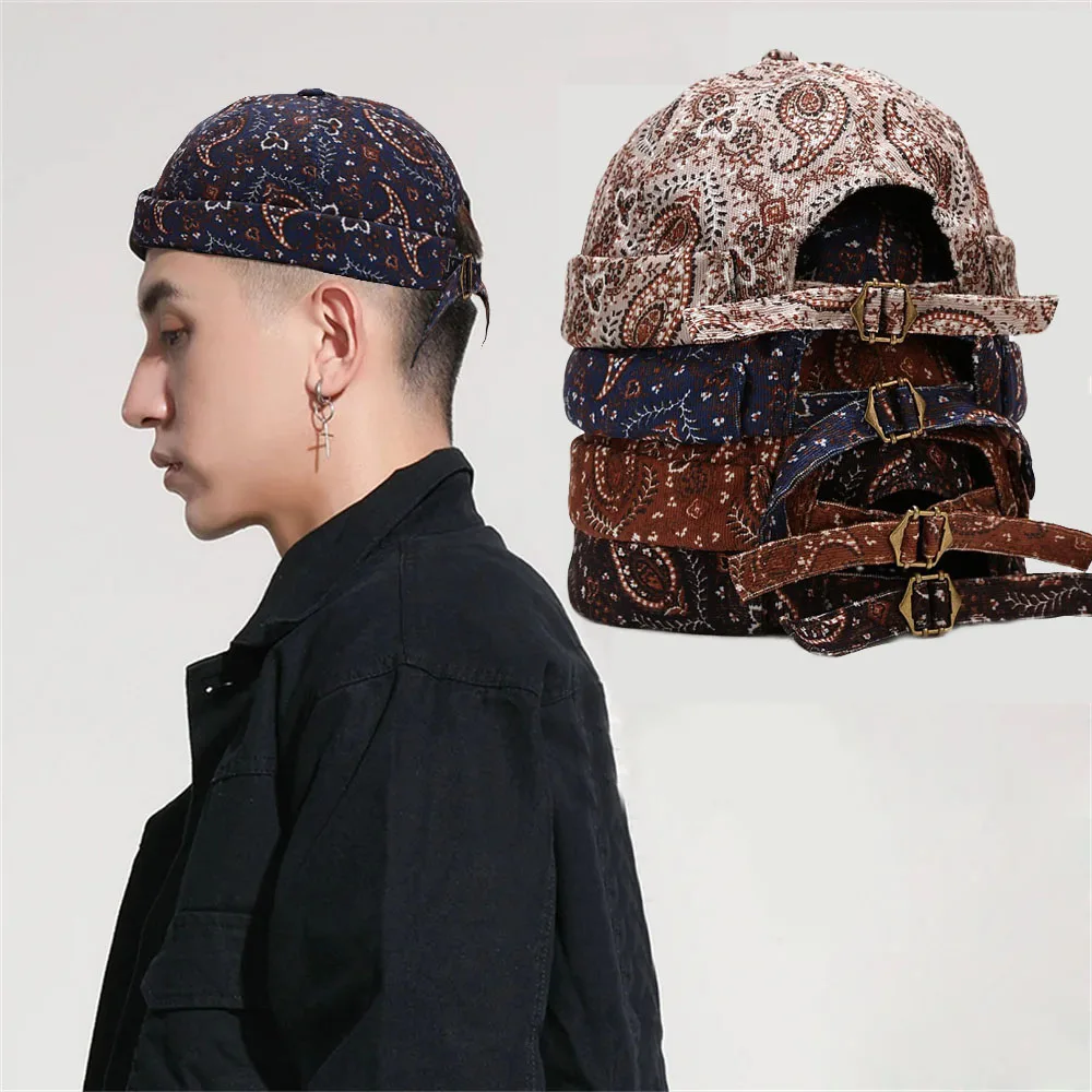 

Fashion Men's Beanie Hats Docker Cap Brimless Hat Landlord Hat Spring Autumn Streetwear Caps Hip Hop Corduroy Docker Cap