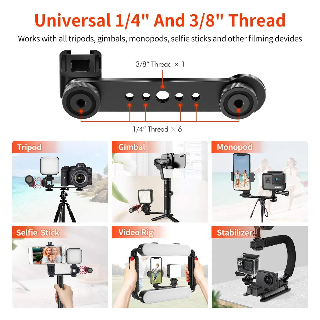 Three-headed Hot Boot Bracket 3 in 1 Triple Hot Shoe Mount Adapter Extension Bracket Holder Microphone Stand