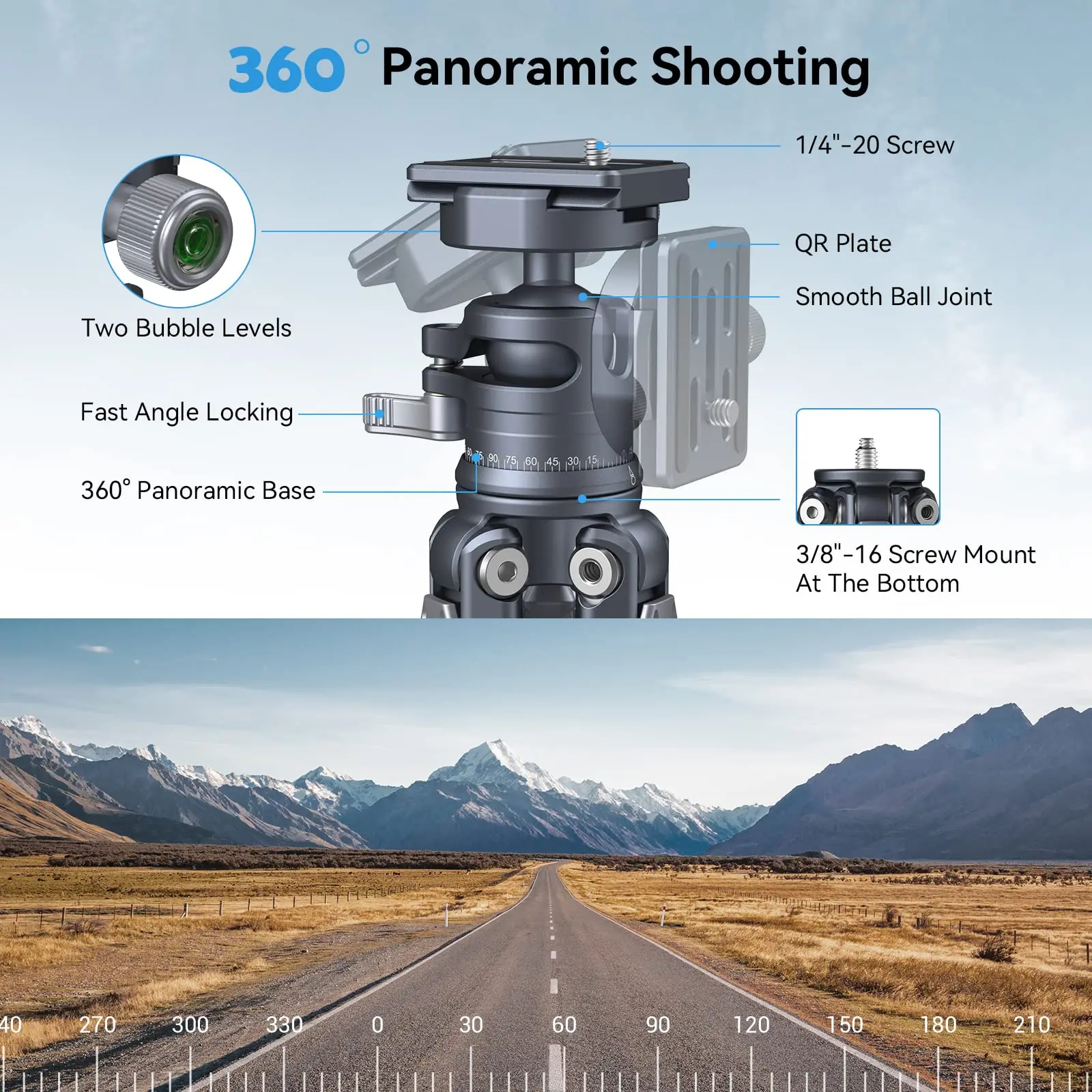 SmallRig T-10 Aluminum Tripod Compact Lightweight Tripod Load Capacity 5-15kg for Camera Smartphone Telephoto Lens 3983