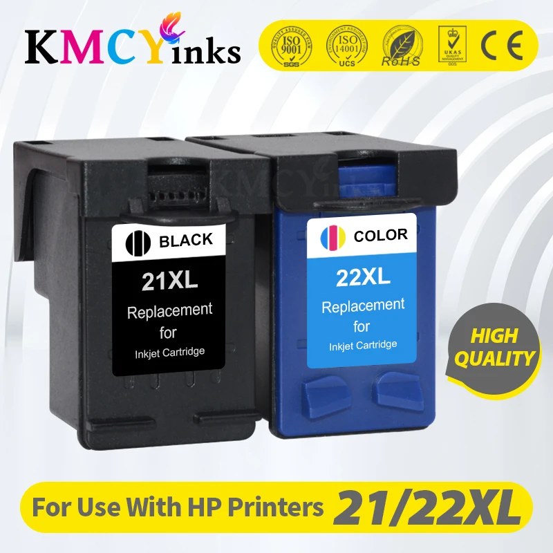 Cartuccia Di Inchiostro Rigenerata Kmcyinks Per Hp21 22 Per Stampante Hp 21Xl 22Xl Per Deskjet F2180 F2200 F2280 F4180 F300 F380 D2300