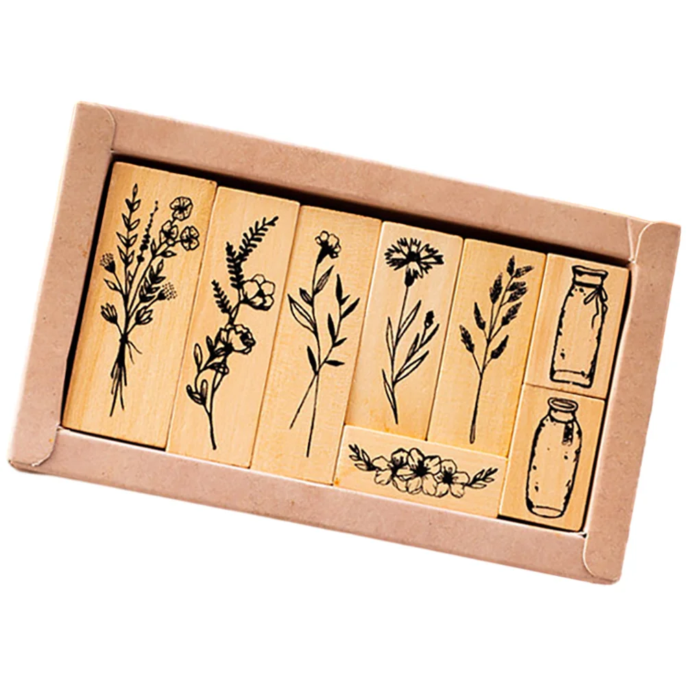 

Retro Lotus Wood Combination Set Stamp Plant Vase Diary DIY Photo Album Decorative (jungle Notes) Graceling Graceless