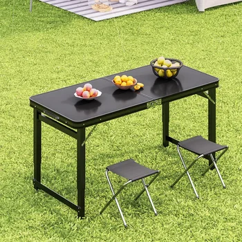 Tavolo pieghevole portatile Tavolo da campeggio esterno regolabile Tavoli rettangolari rimovibili leggeri Set da esterno per mobili da giardino