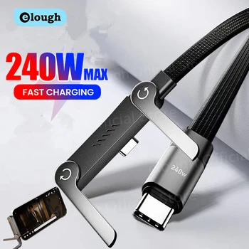 2 in 1 PD240W/65W Type C To Type C Fast Charging Foldable Bracket Cable USB C To USB C Built-in Desktop Holder Wire For iPhone17 1