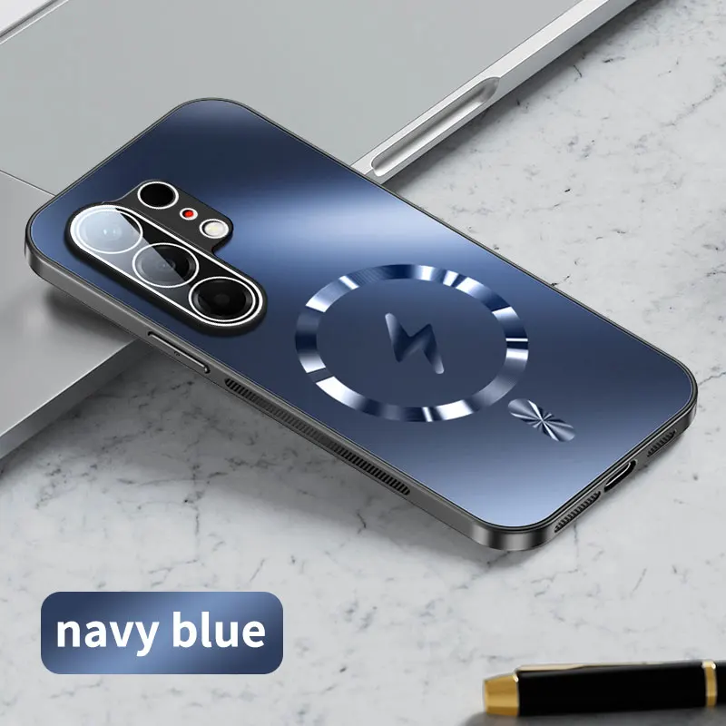 Magnetic Camera Lens Film Protection Wireless Charging Matte Frosted Back Cover