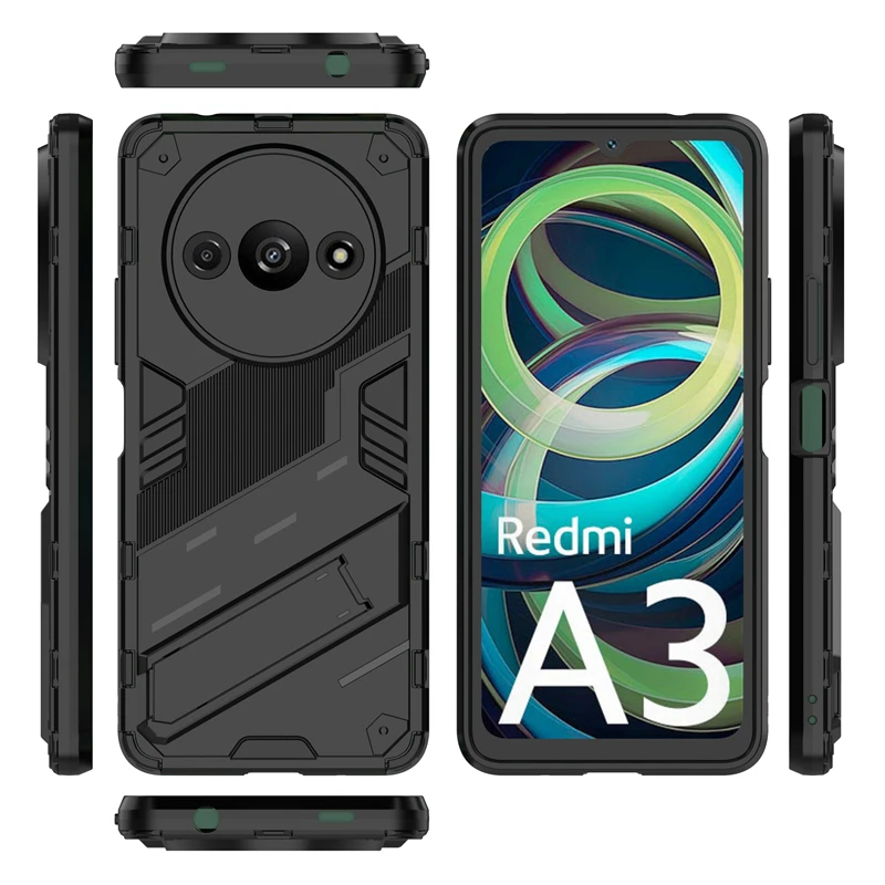 Xiaomi Redmi A3 Shockproof Armor Phone Case with Kickstand and Holder