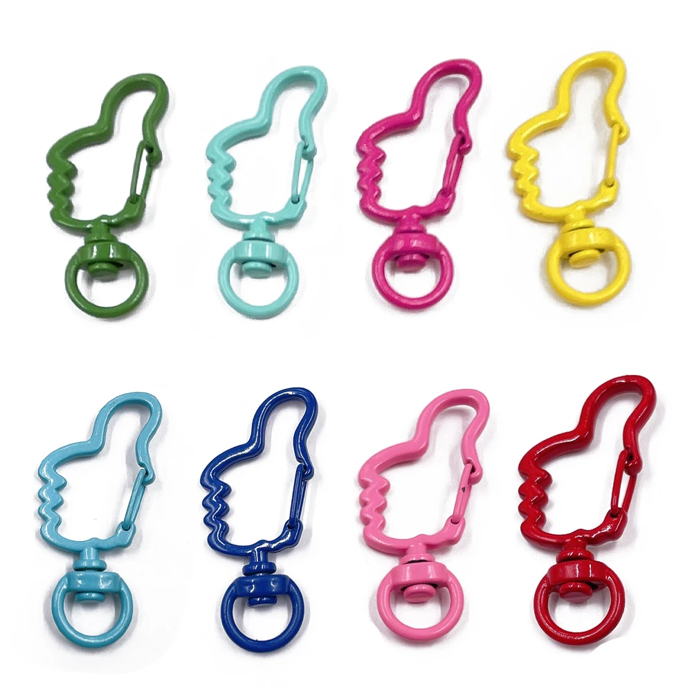 5 stücke bunte Metall drehbar Karabiner haken Abzugs clips Verschlüsse für DIY Lanyard Schlüssel ring Ketten Tasche Schlüssel bund Schmuck herstellung Material – Detail 2