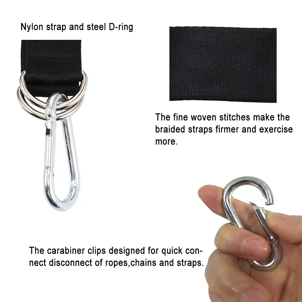 Tree Swing Straps 200kg Heavy Duty Hook Ring Hanging Belt Connecting Belt for Hammock Punching Bag Swing Horizontal Bar tree swing straps