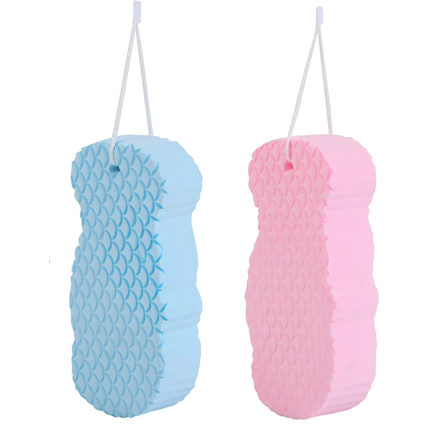 

Exfoliating Bath Sponge 2Pcs,3D Shower Brush with Sticky Hook,Spongelle for Baby, Kids, Adults