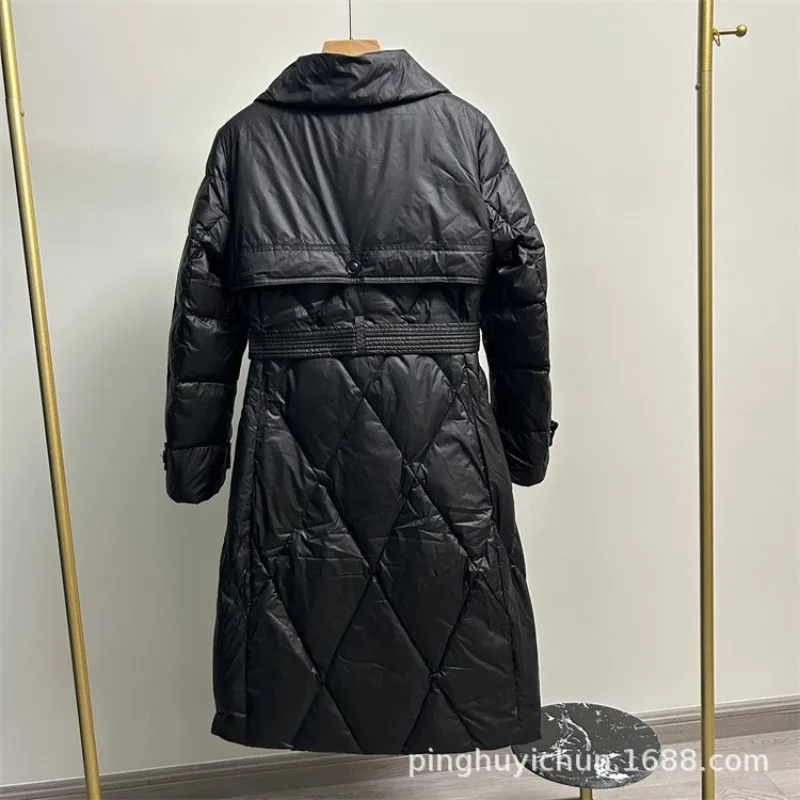 Down Jacket with White Duck Down Filling Long Sleeved Jacket Winter New Long Style Thickened Fox Fur Collar Jacket