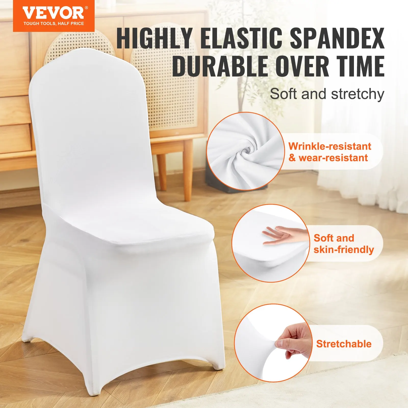 VEVOR Stretch Spandex Chair Covers, Universal Washable Slipcovers for Weddings Parties Events50-150 Pack Fitted Protective Cover 2