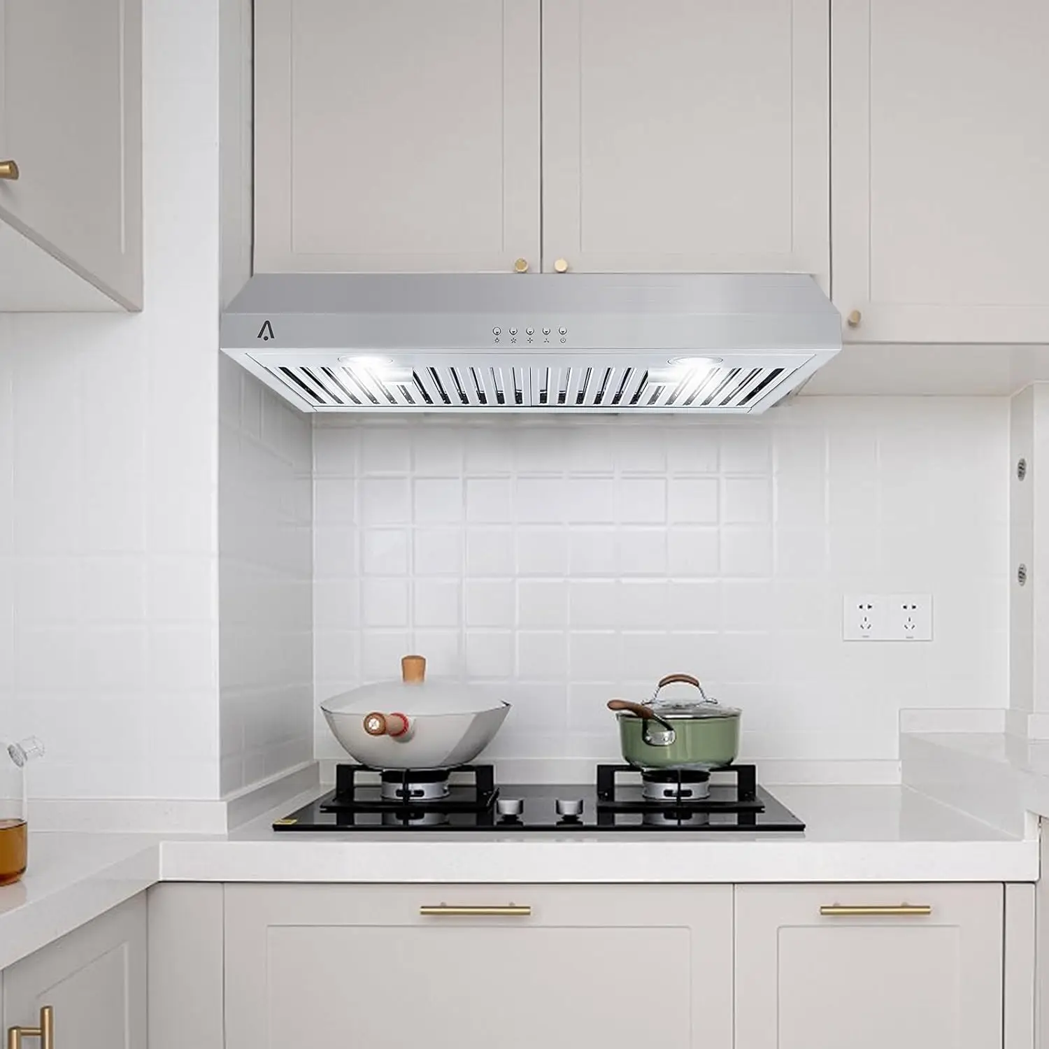 Under Cabinet Range Hood, Stainless Steel Kitchen Hood with  3 Speed Exhaust Fan, Reusable Filter 5