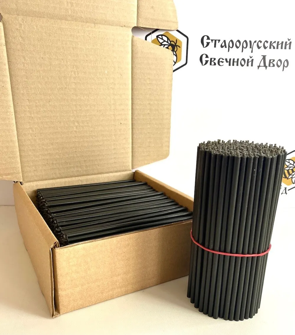 350 шт. Черные свечи 1 кг в удобной упаковке Старорусский Свечной Двор black wax candles