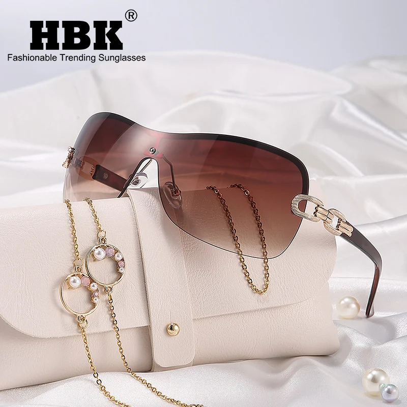 square sunglasses HBK Italy Gray Gradient Sunglasses Women Wrap Around Crystal Vintage Sun Glasses Ladies Wide Shield Designer Shades Y2K UV400 women's sunglasses