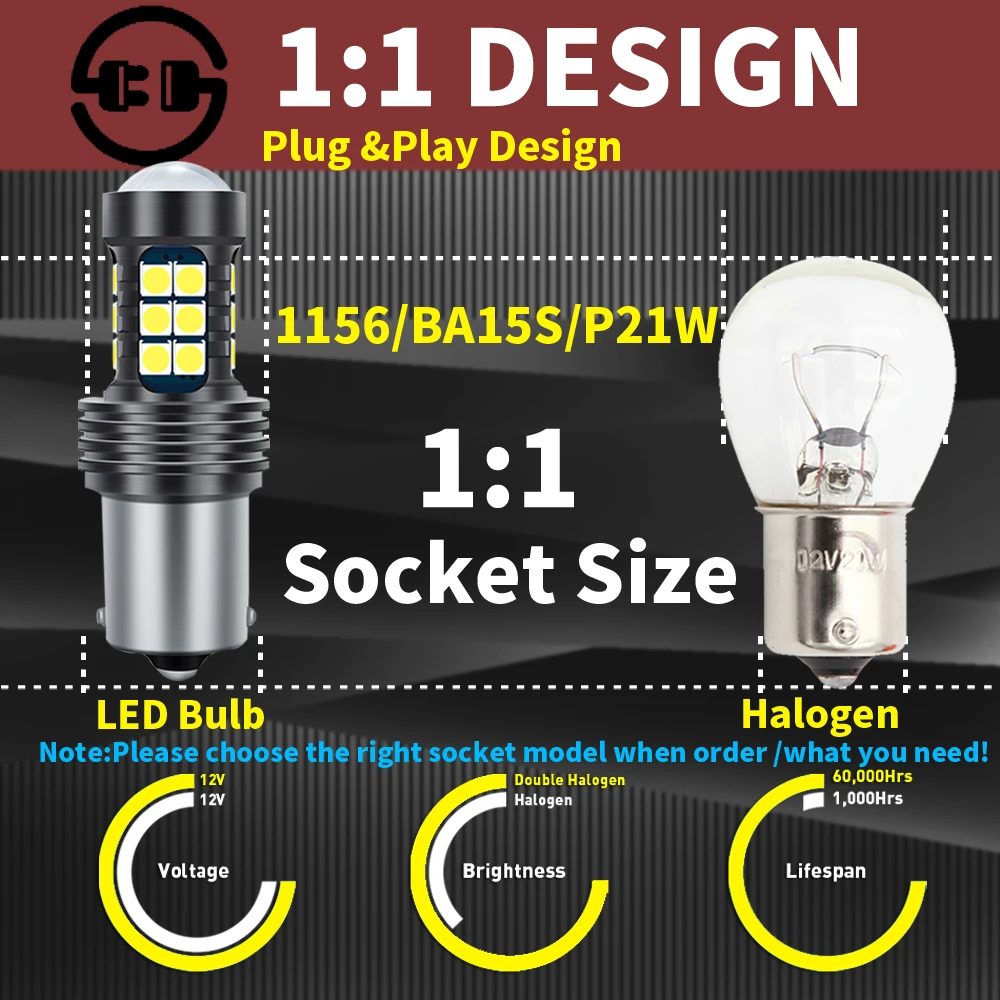 2pcs P21W 7506 BA15S LED  Ʈ Blub   Canbus For Volvo C30 C70 S40 S60 S70 S80 V40 V50 V60 V70 XC60 XC70 XC90