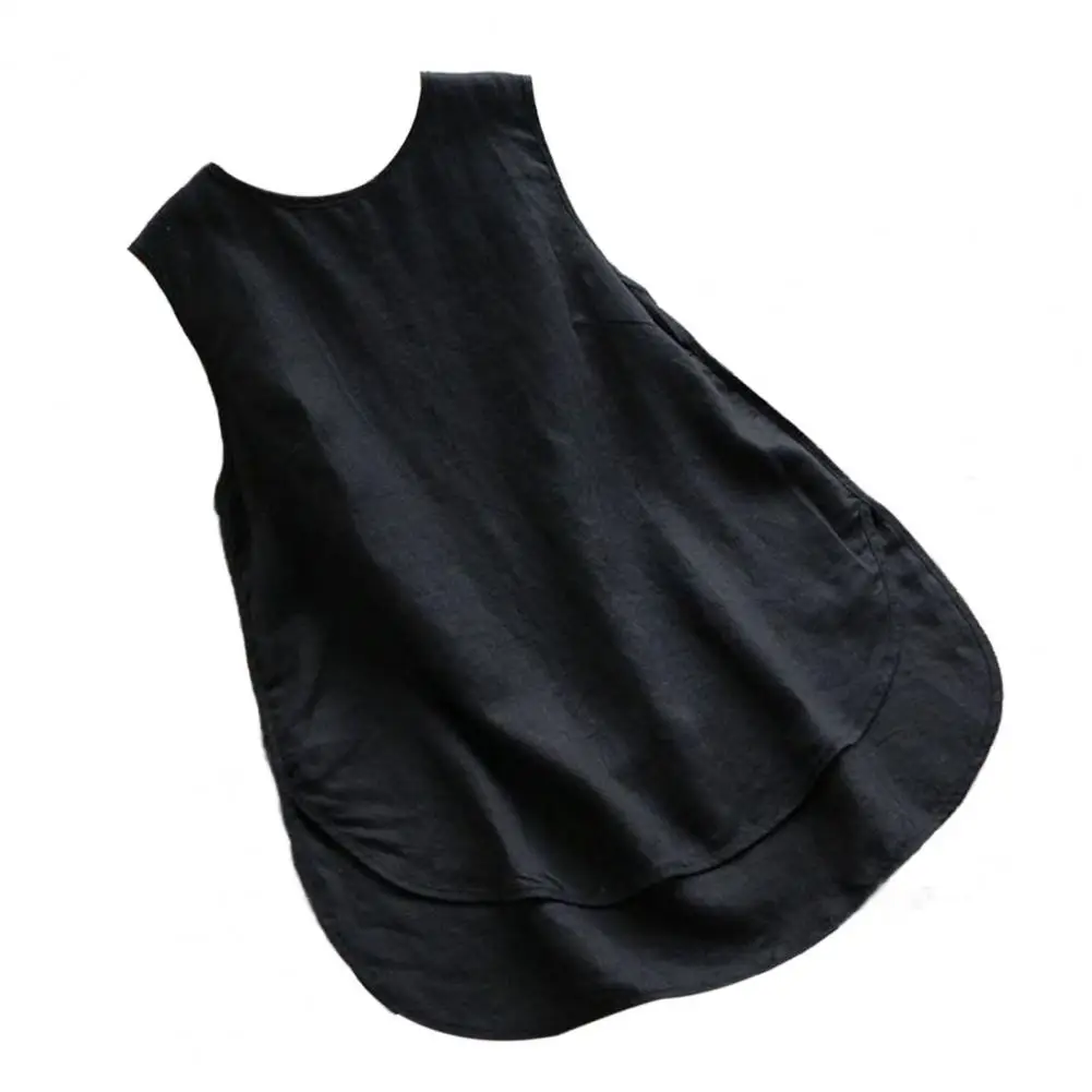 

Women Vest O-neck Sleeveless Side Slit Hem Tank Tops Loose Vest Pullover Tops Streetwear
