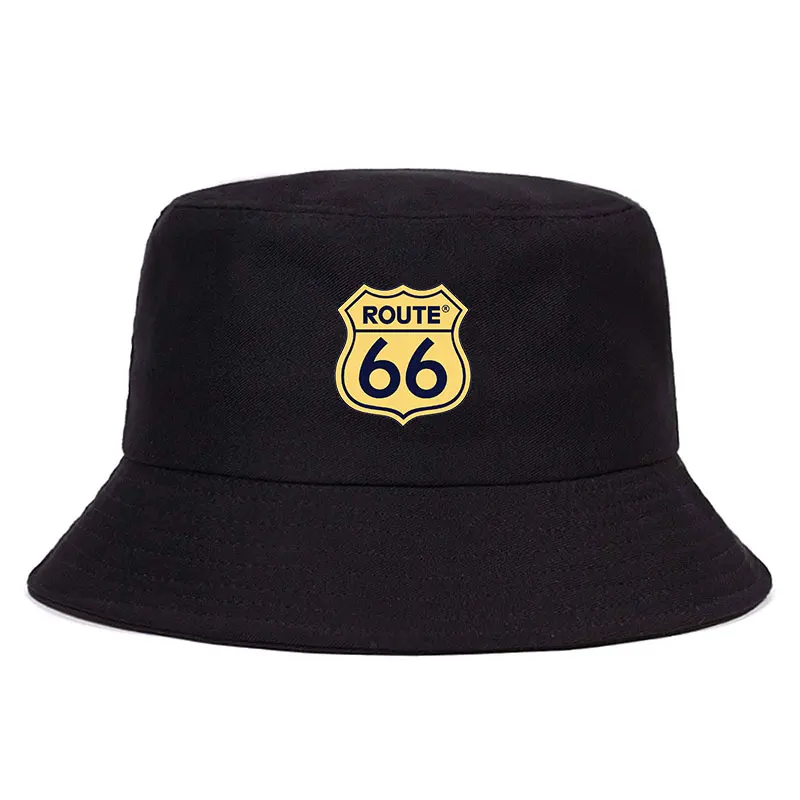 

Summer Daily US Route 66 Road Print Cotton Bucket Hat Woman Man Reversible Fisherman Cap Adult Boy Girls CasualPanama Hat