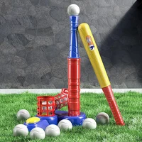 2 in 1 Tee Ball Set toy for Baseball Tee, including 10 balls、Step on Pitching Machine、Batting Tee． Outdoor toys for aged 3-8 1