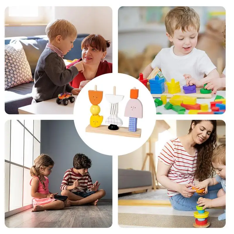 Stacking Toys For Toddler 1-3 Character Shaped Toddler Building Toys Color Sorting Sensory Novel Building Blocks Game