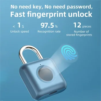 Mini Lock Fingerprint Smart Padlock Quick Unlock Keyless USB Rechargeable Door USB Keyless Fingerprint Lock for Luggage Case 1